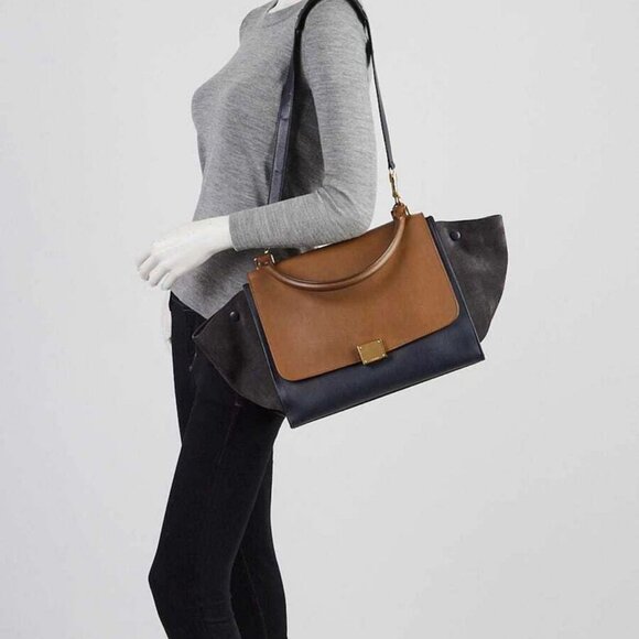 Celine Tri-Color Leather and Suede Medium Trapeze Bag - Picture 12 of 12